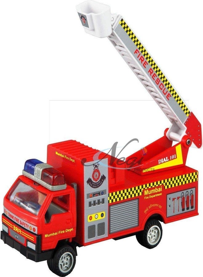 Negi Plastic Fire Brigade Pull Back Toy, Multicolour