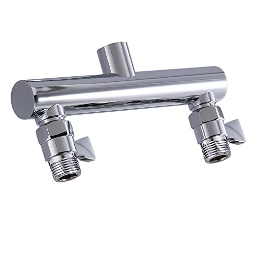 HAOXIN Double Outlet Shower Manifold with Shut Off Valve,Suitable for Dual Sprayer Showering System,Chrome,STC03 - Image 1
