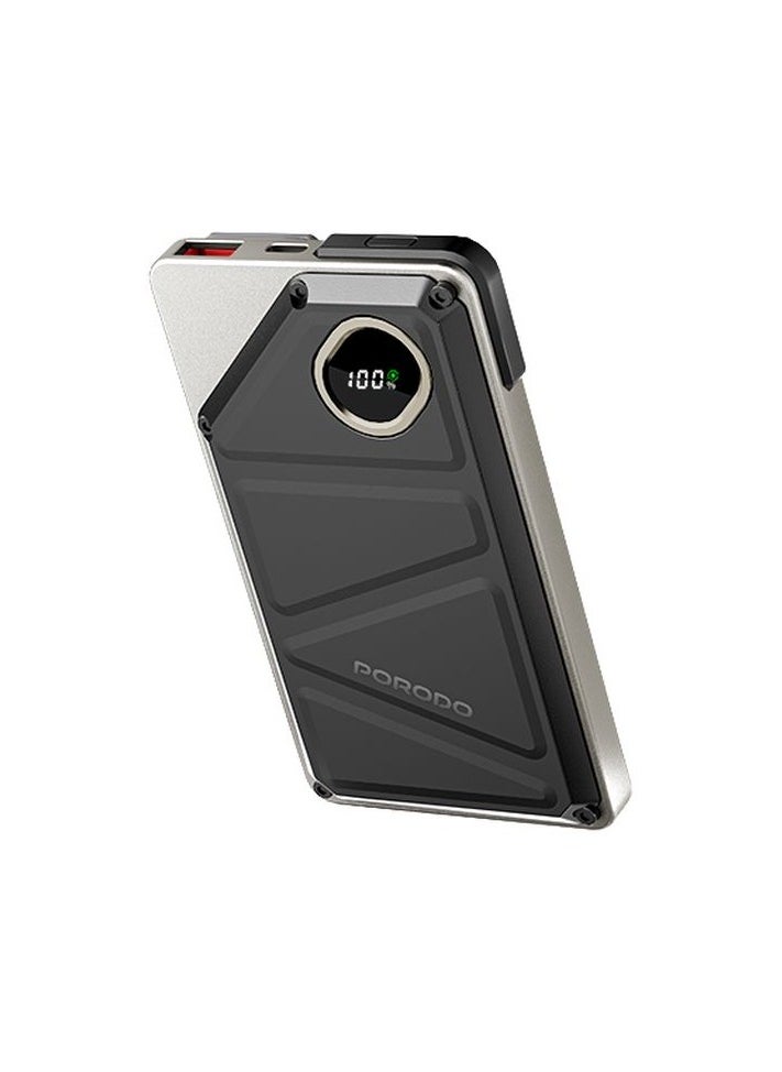 porodo 10000mAh Power Bank Built-In Type-C & Lightning Cable Power Delivery 22.5W / USB A and Type-C Port with Digital Display - Black  - Image 5