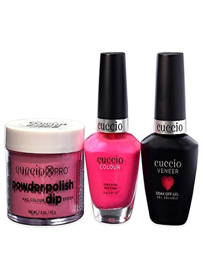 Cuccio Colour Matchmakers Plus Nail Dip - Matching Mani-Pedi With Flawless Coordination - A Color Lacquer And Color Veneer Gel Polish In The Same Color - She Rocks - Large - 3 Pc Kit  - Image 2