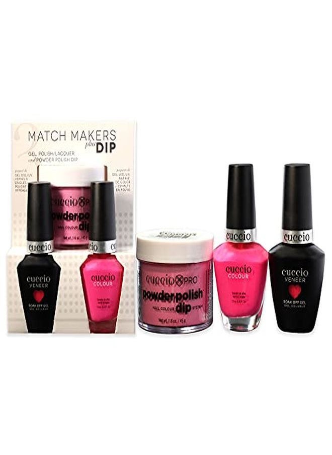 Cuccio Colour Matchmakers Plus Nail Dip - Matching Mani-Pedi With Flawless Coordination - A Color Lacquer And Color Veneer Gel Polish In The Same Color - She Rocks - Large - 3 Pc Kit  - Image 1