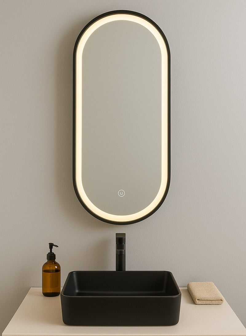 Glass Corner Touch oval mirror 3 Color + LED Interior 60*120 Black - Image 3
