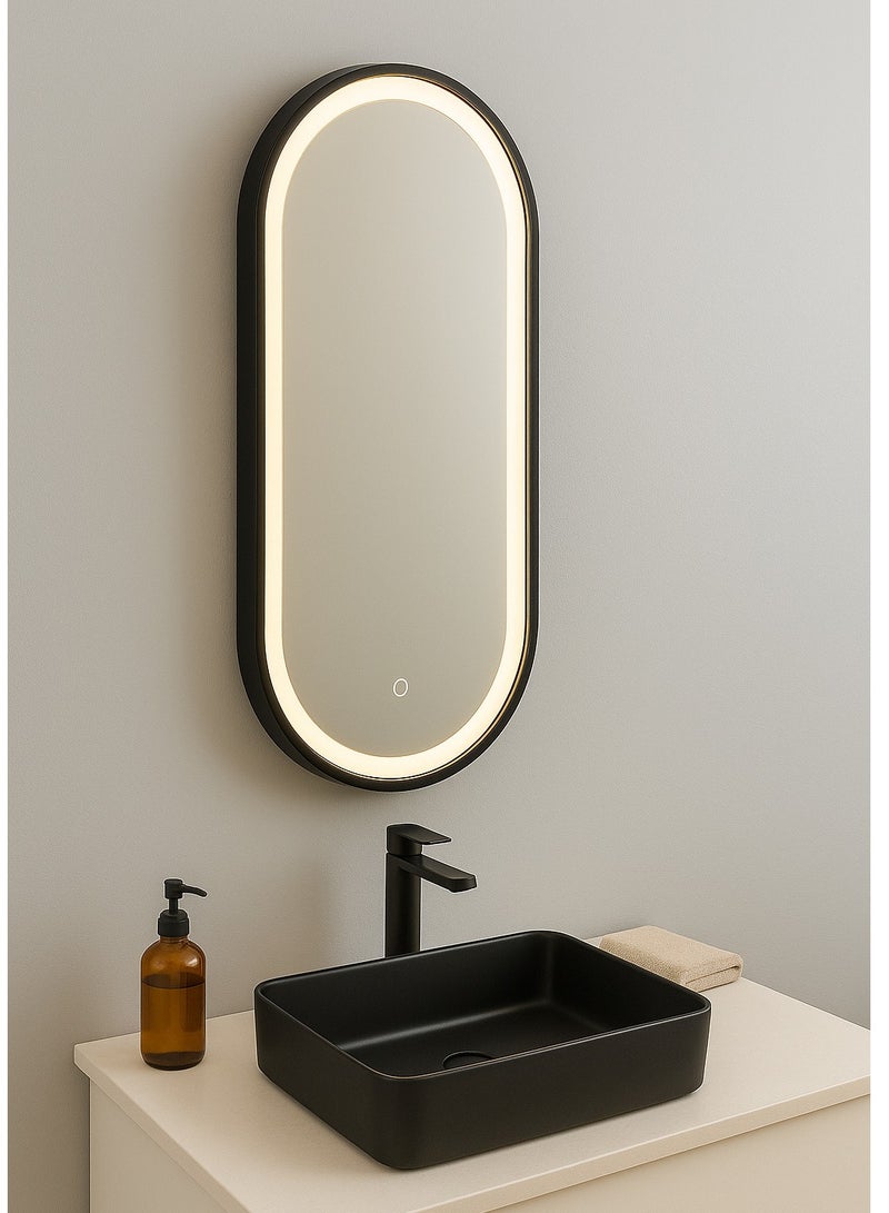 Glass Corner Touch oval mirror 3 Color + LED Interior 60*120 Black - Image 5