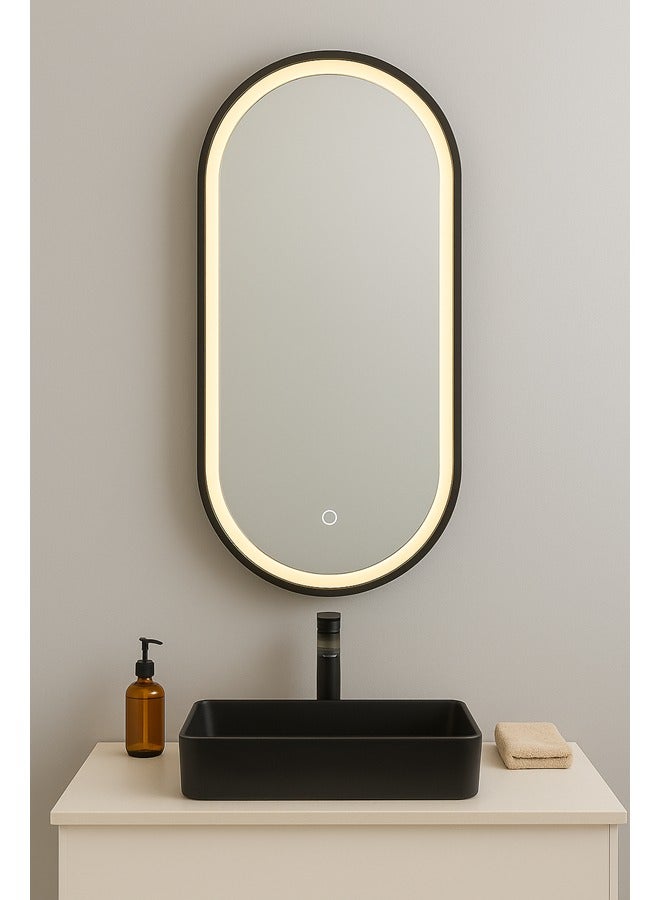 Glass Corner Touch oval mirror 3 Color + LED Interior 60*120 Black - Image 4