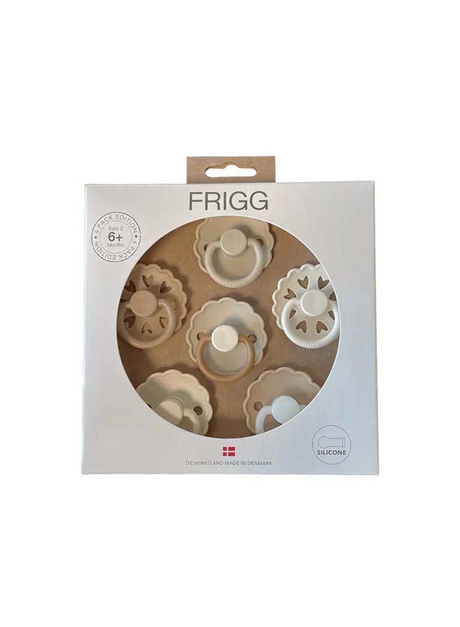 FRIGG Round Silicone Baby Pacifier 6-18M 6-Pack Cinnamon Charm - Size 2 - Image 1