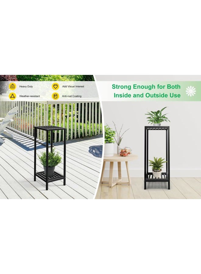 Zhongma 2 Tier 30" Tall Indoor Outdoor Plant Stand Heavy Duty Metal Flower Stand for Patio, Home, Garden, 220 LBS Capacity & Heavy Duty Construction - Image 5