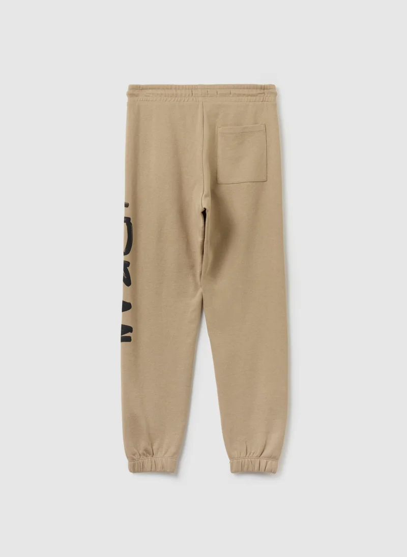 Ovs Fleece joggers with drawstring and print