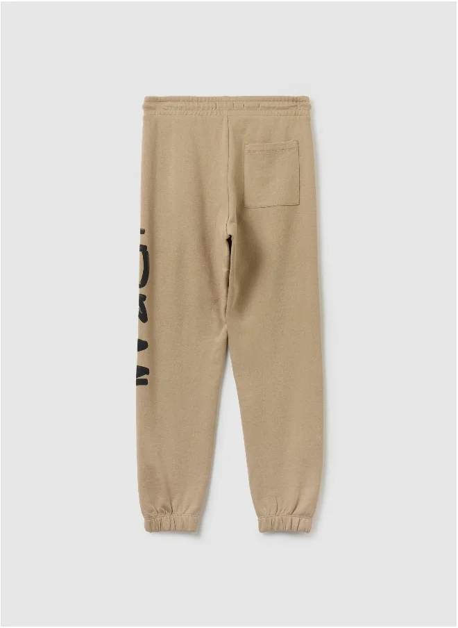 او في اس Fleece joggers with drawstring and print
