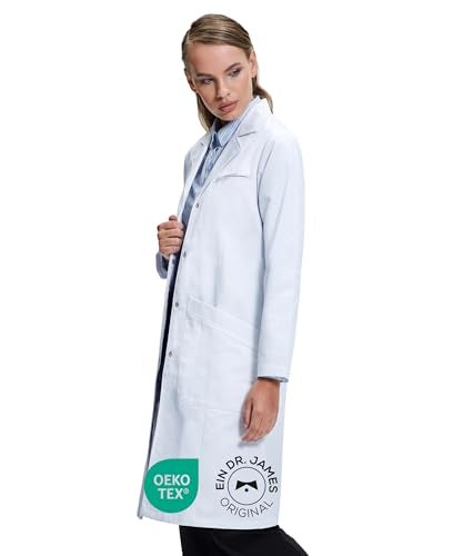 Dr. James 100% Cotton Premium Lab Coat for Women, Multiple Pockets, Classic Fit, Concealed Snap Closing, 37" Length (6 (S)) - Image 1