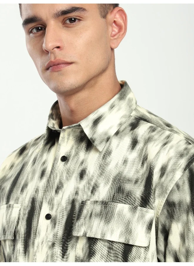 Beyoung Grey Dye Effect Printed Shacket
