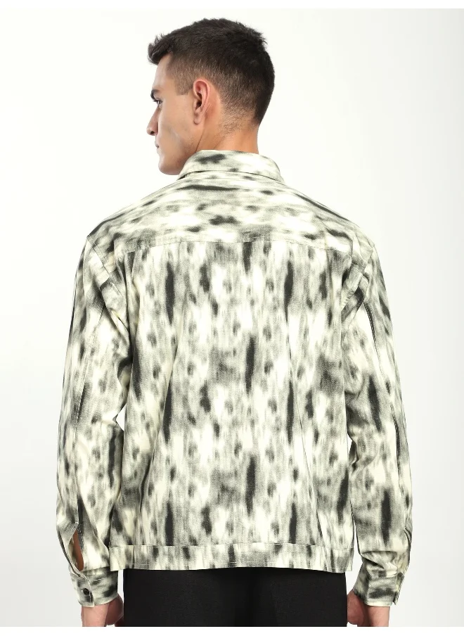 بيونغ Grey Dye Effect Printed Shacket