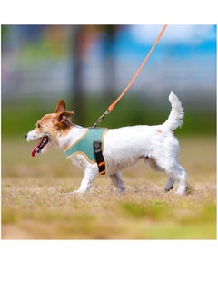 SYOSI Pet Harness and Lead Set for Walking, Adjustable Soft Reflective Strip Faux Suede Escape Vest Harness and Leash Cat Kitten Walking Vest with Leash for Cats and Small Dogs Orange and Lake Blue, L  - Image 4