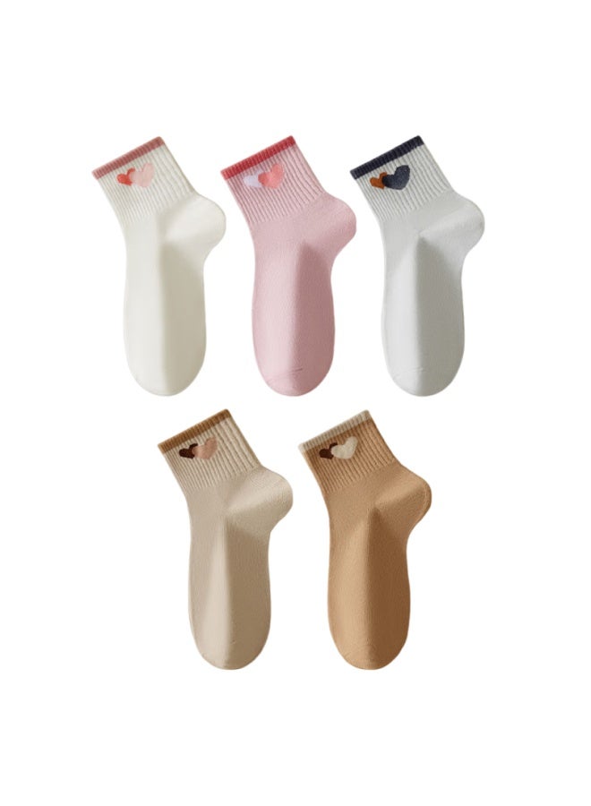 Yiershuang 100% Cotton Women's Mid-calf Socks Breathable Odor-resistant Seamless Printed All-season Socks
