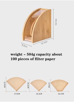 XiuWoo Fan - Shaped Pour Over Coffee Filter Paper Storage Box Beige 15.7*8.2*16.7 Cm  - Image 5