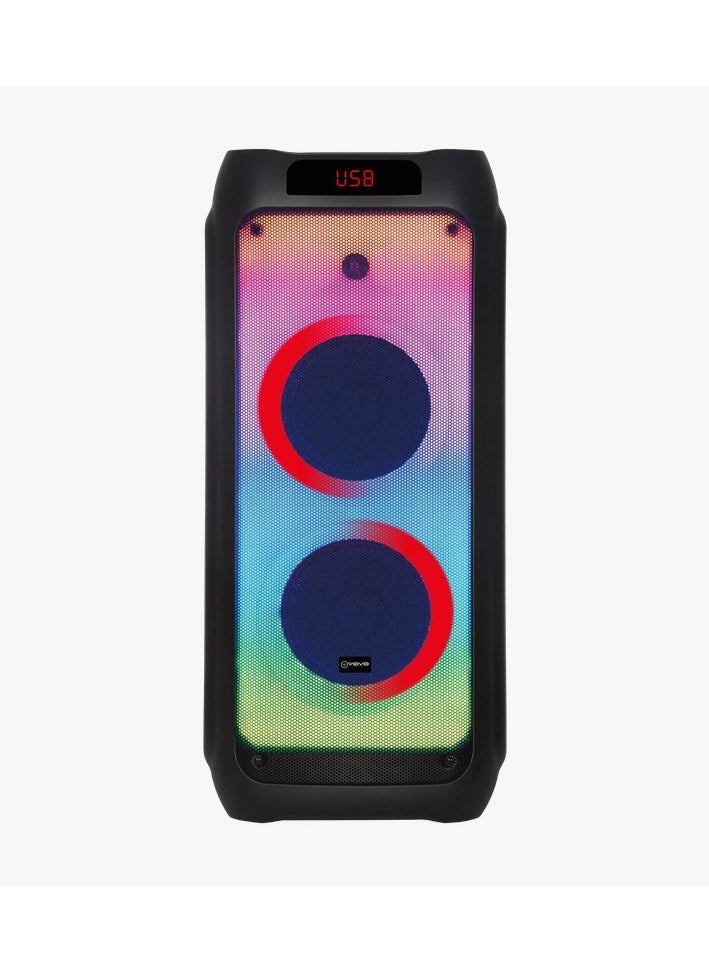 vovo VOVO V-2850 Double 8inch RGB Rechargeable Portable Speaker + Wired Microphone 