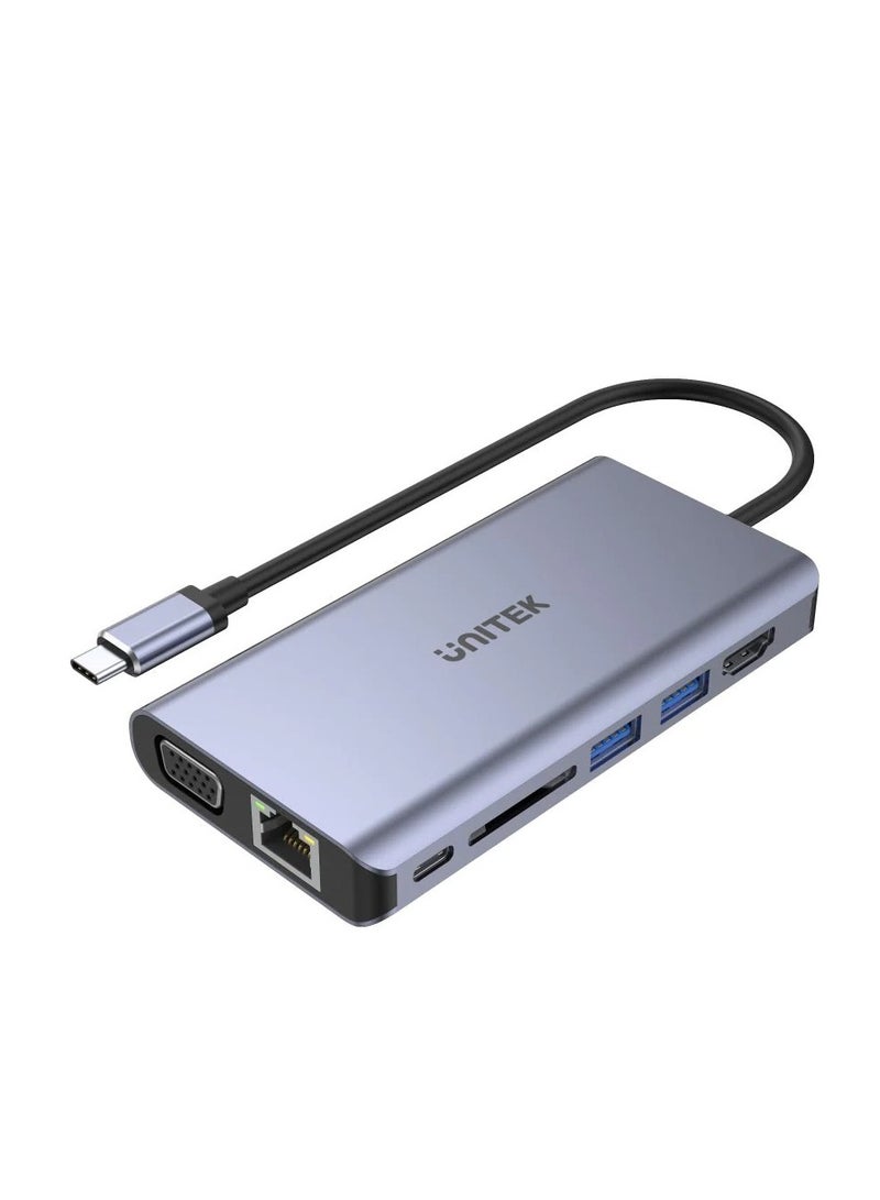 USB-C Dual Display Hub 8-IN-1 with USB 5Gbps and PD 100W Charging