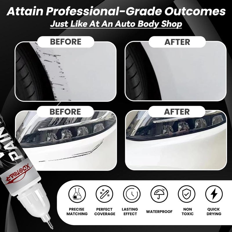 xdotoar White Car Paint Touch Up Pen, Color Accurate Touch Up Paint for Cars, Professional Automotive Paint Scratch Repair, Lasting Auto Scratch Remover, Quick Drying, Easy to Use, Safe and Non-toxic - Image 2