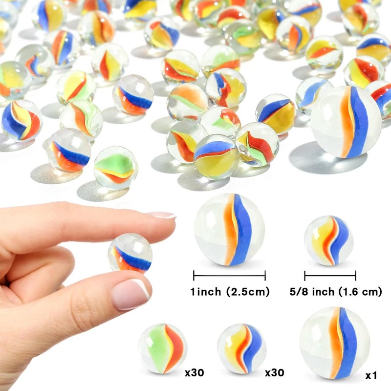 POPLAY 61PCS Marbles Games for Kids, with Gift Box for Marbles Run Games, Classroom Crafts Supplies Kit - Image 2