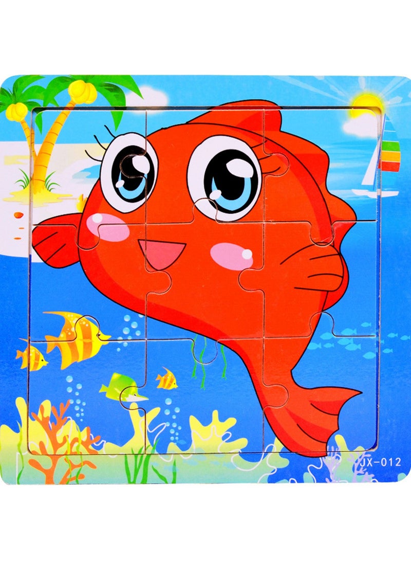 ألغاز الصور المقطوعة من سلسلة الأسماك الكرتونية الخشبية التعليمية للأطفال مناسبة للأولاد والبنات - Image 1
