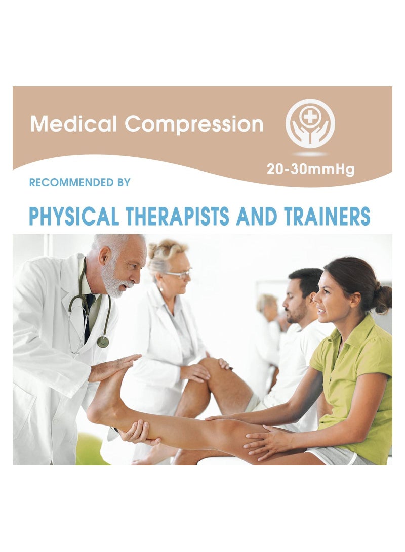 سيوسي كم ضغط للكاحل للنساء والرجال ، 20-30 مم زئبق أكمام قدم لكعب الكاحل لدعم إصابات الكاحل الرياضية ، حماية الكاحل أثناء الجري والرقص والجوارب الرياضية للكاحل (بيج M) - Image 3