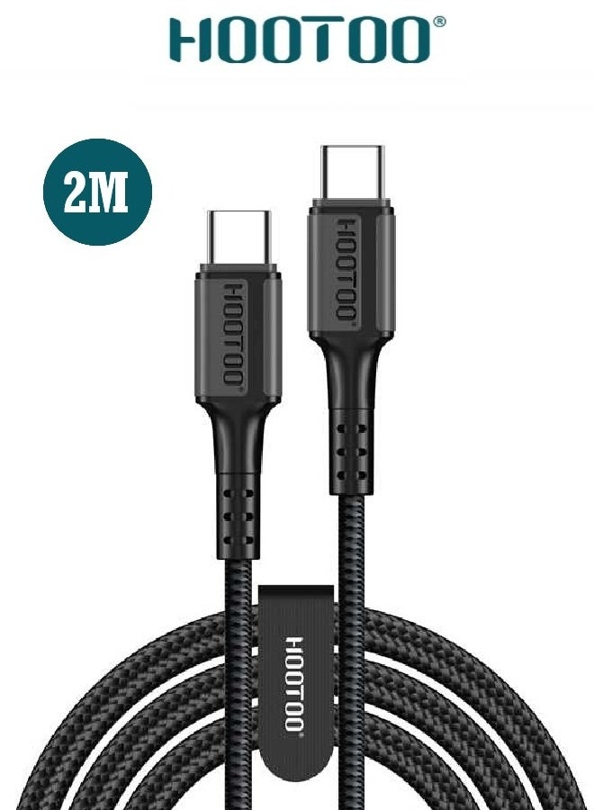 HooToo type c cable fast charger supports data transfer u0026 PD fast charging up to 60W. The durable, long lasting fabric cable type c.2 meter long u0026 features a strong, lightweight data cable type c. charger cable compatible with iPhones, iPads, Samsung, Huawei, Xiaomi, and many other devices. - Image 1