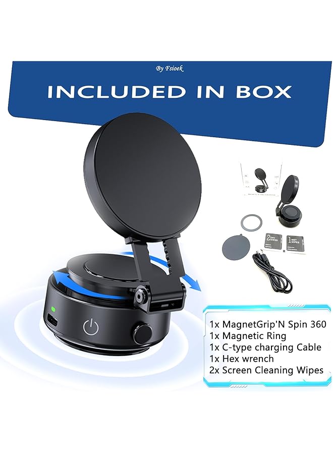 كاست ويف حامل هاتف مغناطيسي جديد 2025، حامل سيارة قابل للتمدد 360 درجة، قبضة مغناطيسية قوية لتثبيت آمن، حامل هاتف Pro 2.0 للوحة القيادة والزجاج الأمامي لأجهزة iPhone وAndroid (أسود) - Image 2