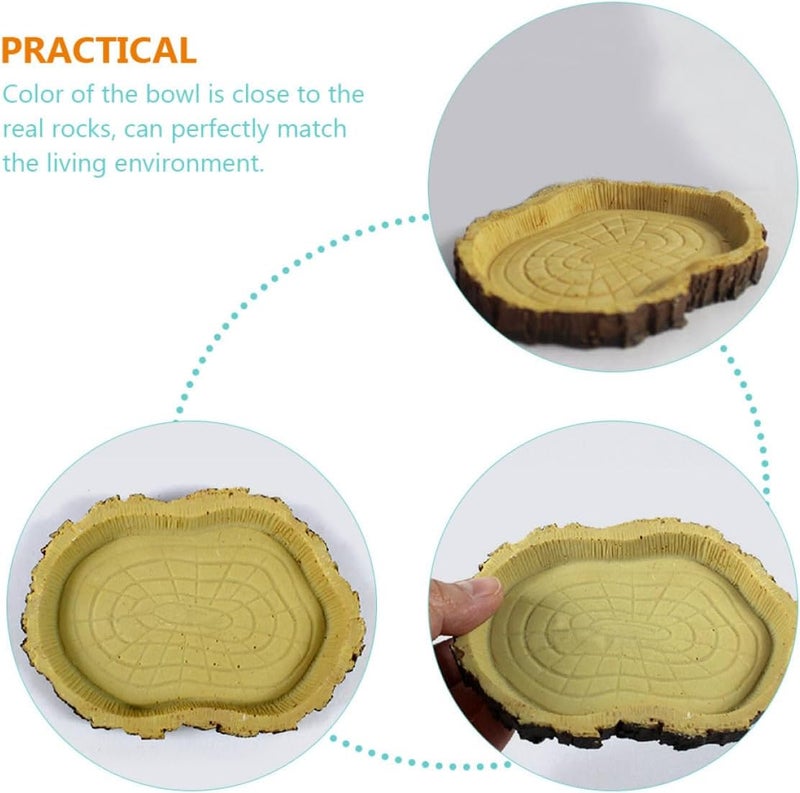 BESTonZON Resin Reptile Food Bowl and Water Dish, Terrarium Feeding Basin for Tortoise, Lizard, Snake, Universal Crawling Pet Feeder, Suitable for Reptile Habitats, Random Color - Image 3