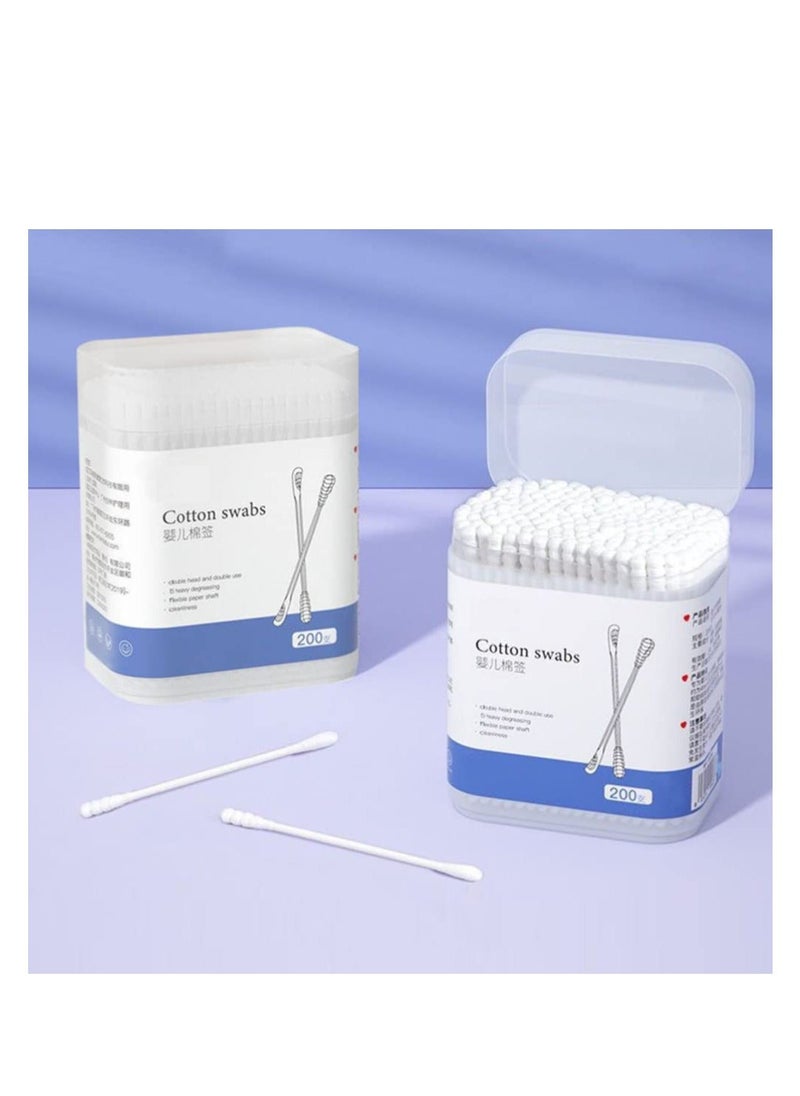 Generic 200Pcs Baby Cotton Swabs, Ear Cleaners, Biodegradable Baby Cotton Buds Kids Safety Swabs, Made of Safe Cotton, Double-headed Design, Applicator Cleaning Sticks Wax Cleaner for Baby Ear Nose Clean  - Image 3