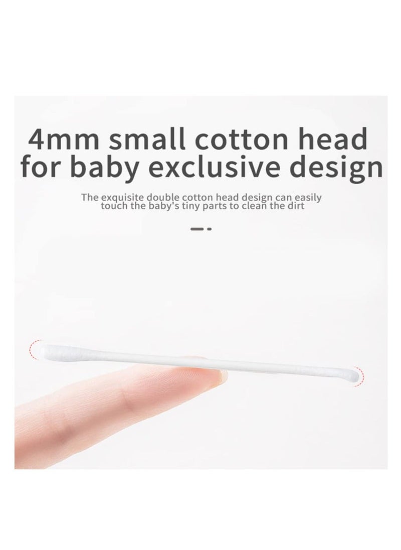 Generic 200Pcs Baby Cotton Swabs, Ear Cleaners, Biodegradable Baby Cotton Buds Kids Safety Swabs, Made of Safe Cotton, Double-headed Design, Applicator Cleaning Sticks Wax Cleaner for Baby Ear Nose Clean  - Image 4
