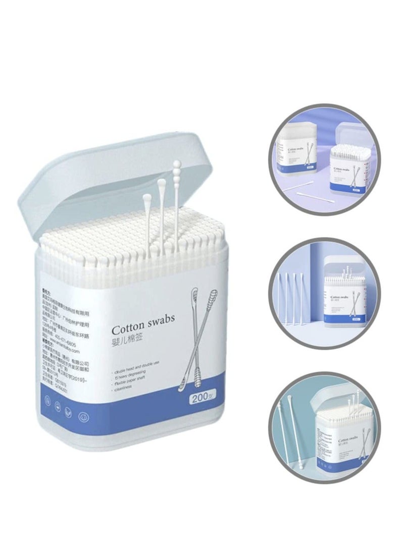 Generic 200Pcs Baby Cotton Swabs, Ear Cleaners, Biodegradable Baby Cotton Buds Kids Safety Swabs, Made of Safe Cotton, Double-headed Design, Applicator Cleaning Sticks Wax Cleaner for Baby Ear Nose Clean  - Image 5