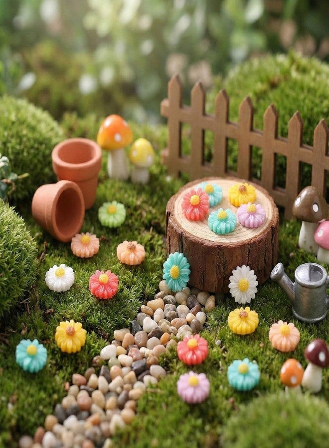 HOYDATE 150 PCS Mini Resin Daisy Flowers, Mixed Colors Miniature Flowers for Crafts, Tiny Flatback Flower Charms for Slime, Dollhouse Accessories, Fairy Garden Decor, Small Resin Figures Trinkets - Image 5