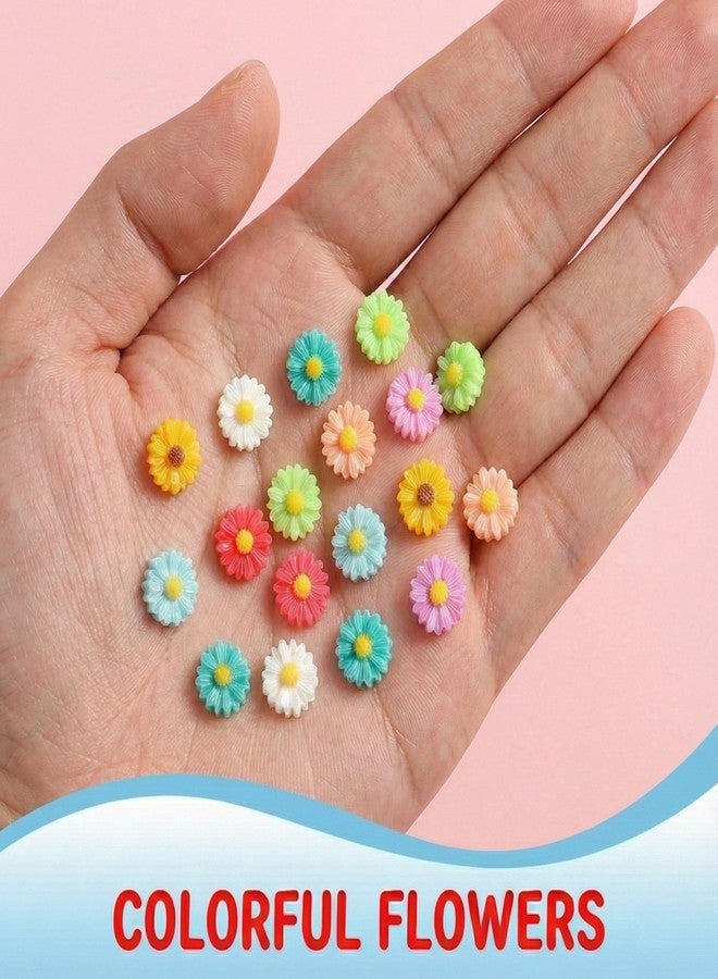 HOYDATE 150 PCS Mini Resin Daisy Flowers, Mixed Colors Miniature Flowers for Crafts, Tiny Flatback Flower Charms for Slime, Dollhouse Accessories, Fairy Garden Decor, Small Resin Figures Trinkets - Image 3