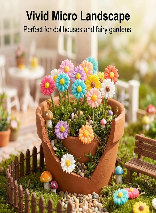 HOYDATE 150 PCS Mini Resin Daisy Flowers, Mixed Colors Miniature Flowers for Crafts, Tiny Flatback Flower Charms for Slime, Dollhouse Accessories, Fairy Garden Decor, Small Resin Figures Trinkets - Image 4