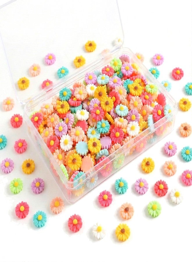 HOYDATE 150 PCS Mini Resin Daisy Flowers, Mixed Colors Miniature Flowers for Crafts, Tiny Flatback Flower Charms for Slime, Dollhouse Accessories, Fairy Garden Decor, Small Resin Figures Trinkets - Image 1