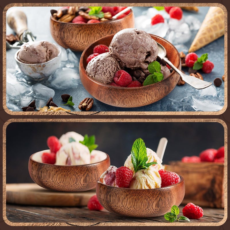 Skylety سكايليتي 20 قطعة من أوعية الأكاسيا الخشبية، أوعية كاليباس صغيرة، أوعية خشبية دائرية، سلطة منحوتة يدويًا، صينية غمس كاليباس لتقديم الفشار، المعكرونة، الحلوى، الحبوب، جوز الهند، المكسرات، الصلصة، المقبلات، المطبخ 4 بوصة - Image 5