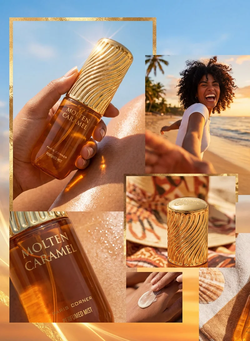 PARIS CORNER Paris Corner Molten Caramel Body Mist 200ml | Sweet Caramel Gourmand Fragrance Mist for Women | Refreshing & Long-Lasting Scent