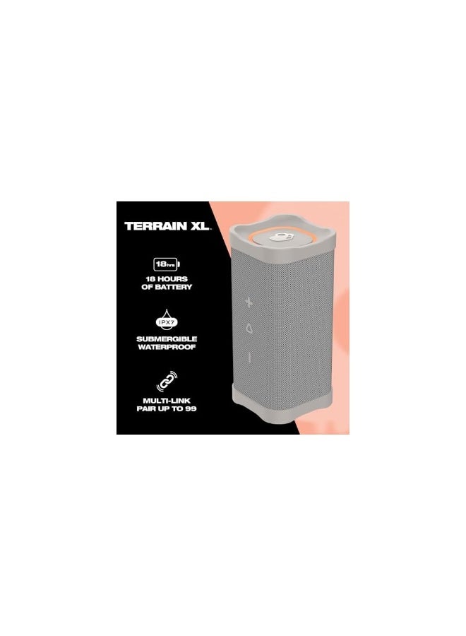 سكل كاندي مكبر صوت بلوتوث لاسلكي Terrain XL - مكبر صوت محمول مقاوم للماء بمعيار IPX7، بطارية تدوم 18 ساعة، سوار معصم من النايلون، صوت ستيريو لاسلكي حقيقي، أبيض - Image 2