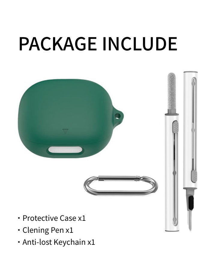 SJet for Liberty 4 Pro Case Cover with Cleaner Kit, Soft Silicone Protective Case for Anker Soundcore Liberty 4 Pro Case for Women Men, Liberty 4 Pro Case Accessories with Keychain (Green)  - Image 2