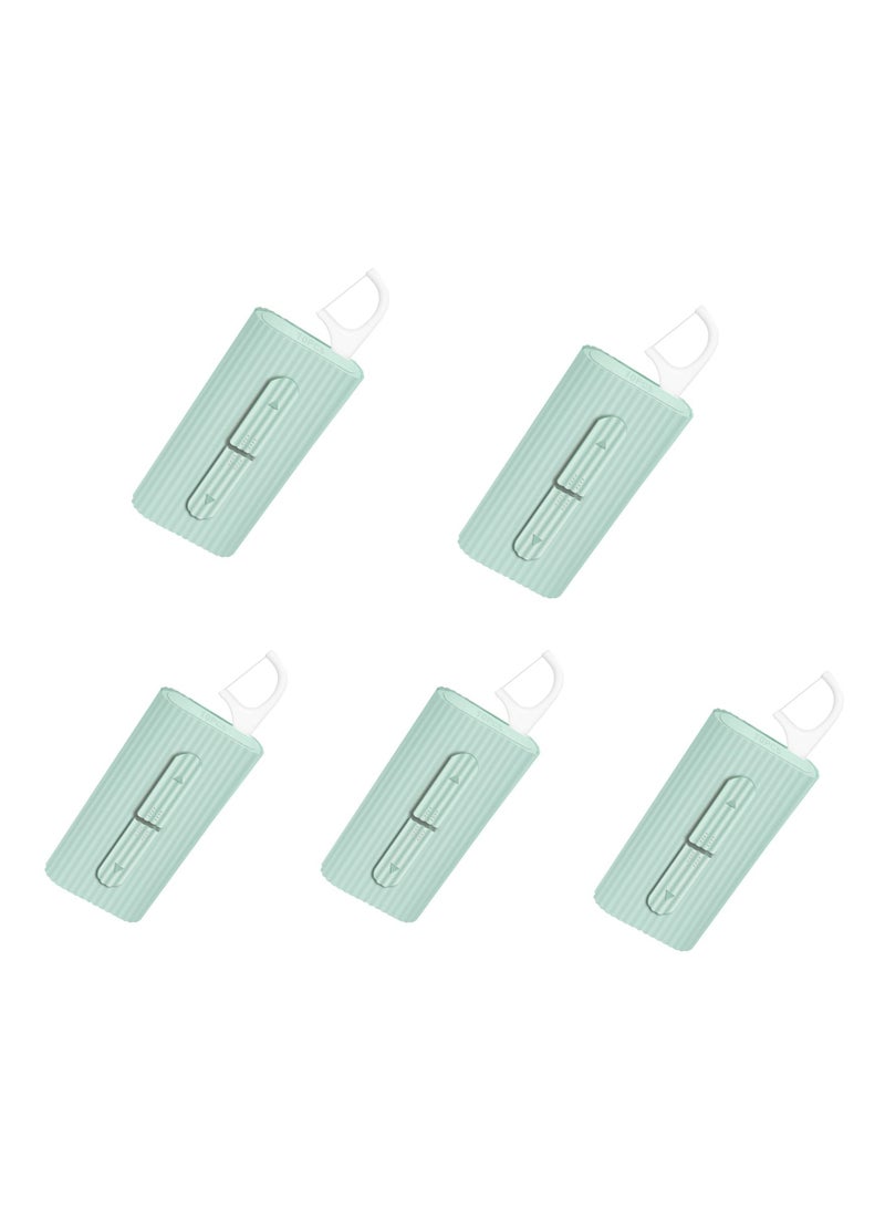 KASTWAVE 5 Pcs Dental Floss Portable Case, Storage 10 Count Adults Floss in Box. The Best Tool for Cleaning Teeth and Oral Care. Portable Travel Floss is Perfect for Dinners, Dating, Travel (Green)  - Image 1