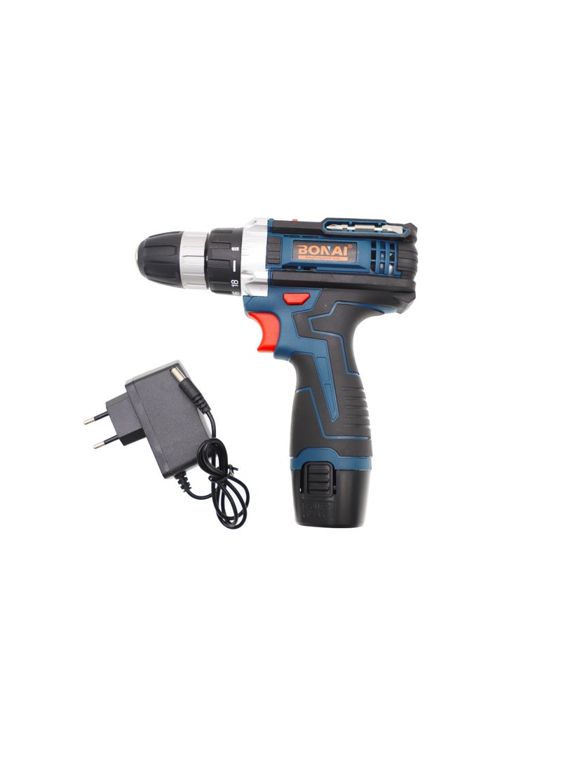 بوناي مثقاب/مفك براغي لاسلكي يعمل ببطارية ليثيوم 12 فولت مع ضوء LED، سرعة متغيرة، عزم دوران عالٍ 60-100 نيوتن متر، طقم أدوات حفر للخشب والمعادن والجدران، مثقاب كهربائي قابل لإعادة الشحن BN-HK103 - Image 3