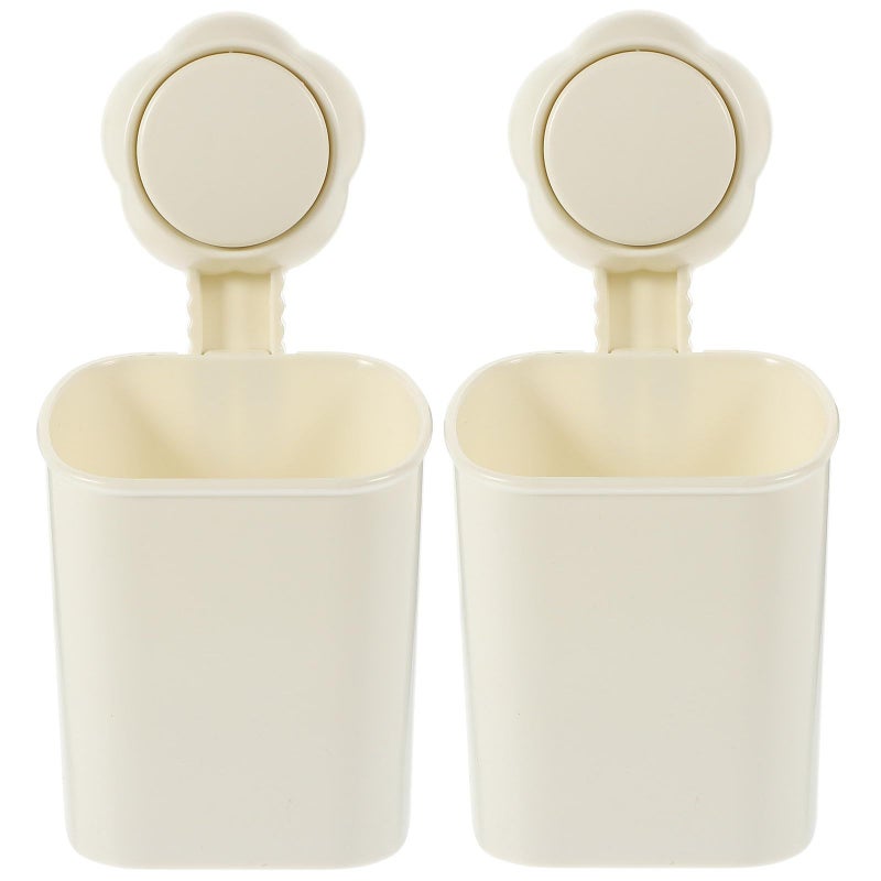 2Pcs White Suction Cup Toothbrush Holder Wall Mount For Bathroom Easy Install Storage Rack - Image 2