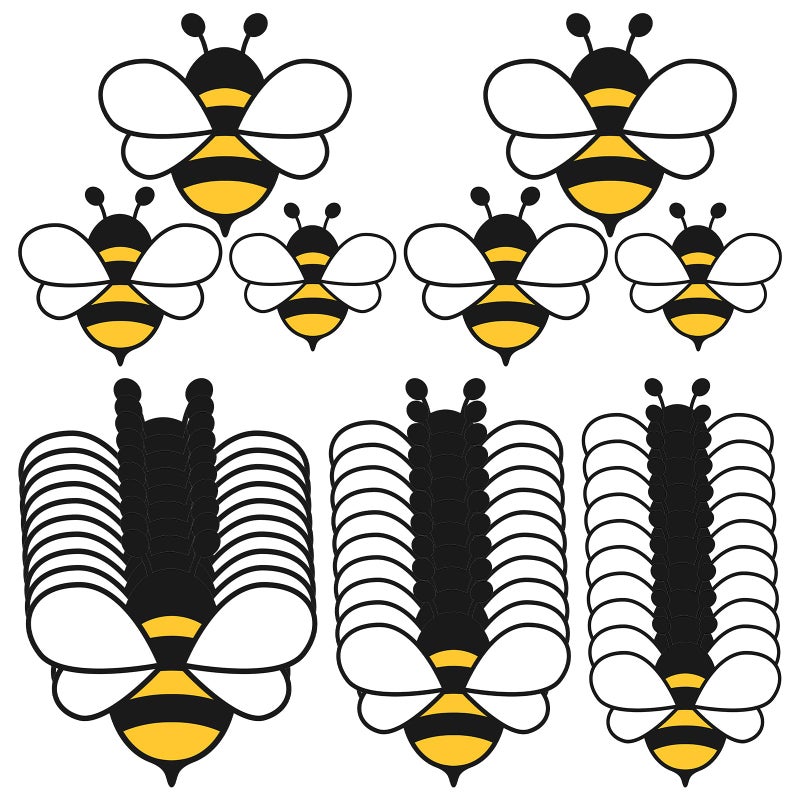 Gilprop 60 Pcs Bee Paper Cut Shapes Multi Size Spring Classroom Decorations for Crafts Decoration Bee Bulletin Board Paper Cut Bulletin Board Party Home Decor Supplies - Image 1