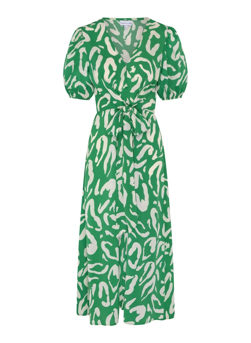 نيدز نو ليبل Green Animal Tie Front Midi Dress