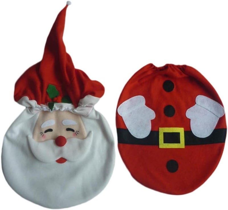 klarako 1 set Decoration Holiday Xmas Decor Cover Christmas Lid Indoor Santa Bathroom of Toilet Seat Decorations for Creative Pads Red Themed Paper Tank Rugs Party Supplies - Image 1