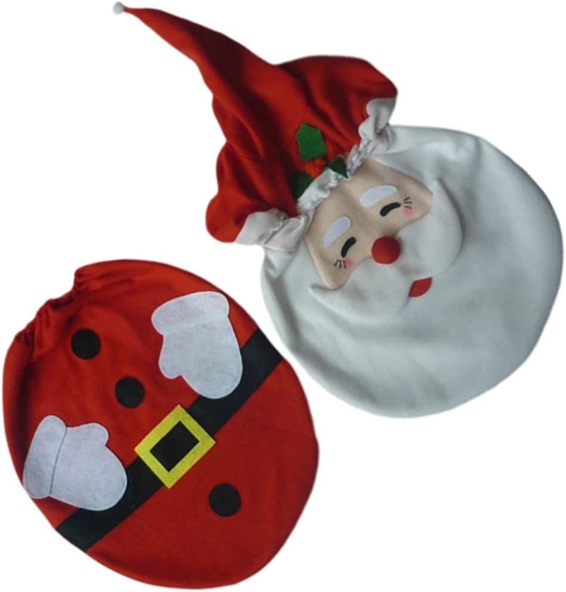 klarako 1 set Decoration Holiday Xmas Decor Cover Christmas Lid Indoor Santa Bathroom of Toilet Seat Decorations for Creative Pads Red Themed Paper Tank Rugs Party Supplies - Image 2