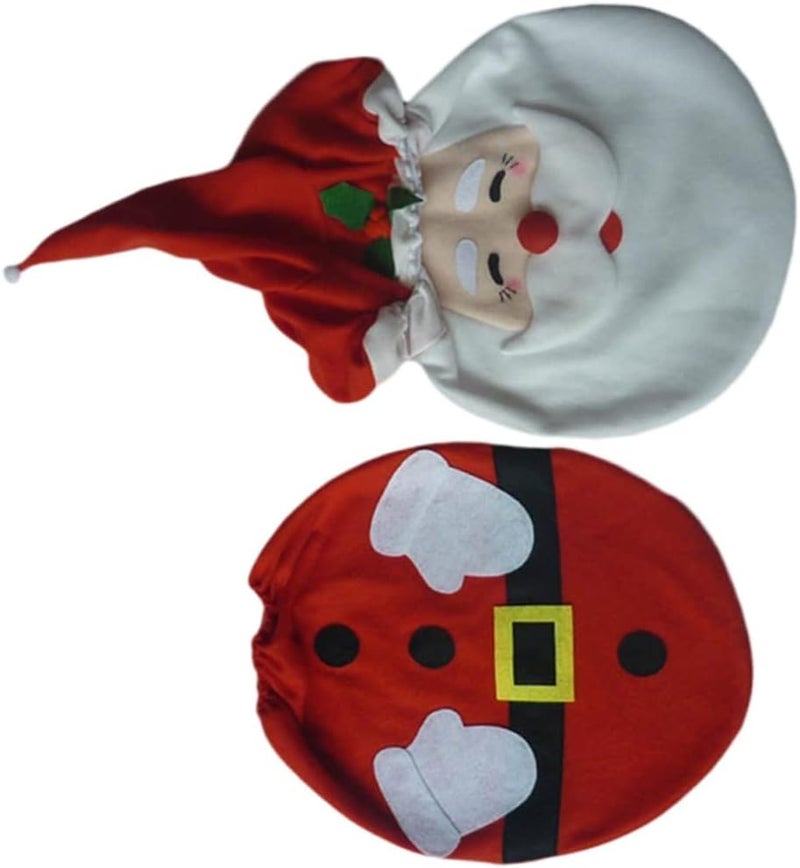 klarako 1 set Decoration Holiday Xmas Decor Cover Christmas Lid Indoor Santa Bathroom of Toilet Seat Decorations for Creative Pads Red Themed Paper Tank Rugs Party Supplies - Image 4