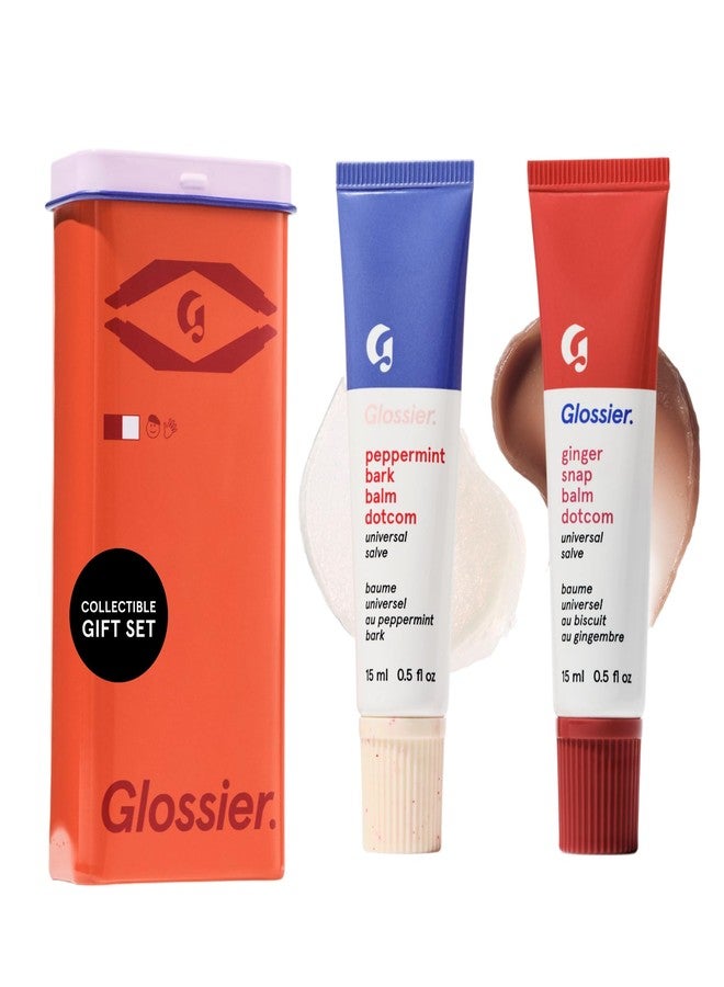 Glossier Balm Dotcom Hydrating Lip Balm Duo - Peppermint Bark & Ginger Snap - Lanolin, Beeswax & Castor Oil for Dry Lips - Nourishing Lip Care Gift Set, 2 x 15ml - Image 1