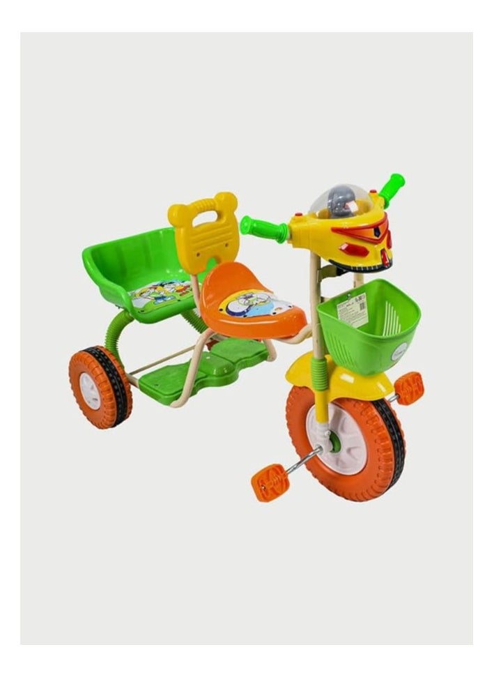 AL BADER Kids Balance Bike Kids Tricycles for 2-6 Years, Three Wheel Tricycle For Toddlers with Two Seats for 2 Children, 3 Wheel Baby Bicycle With Basket, Toddlers Trike With Music and Lights, Orange  - Image 2