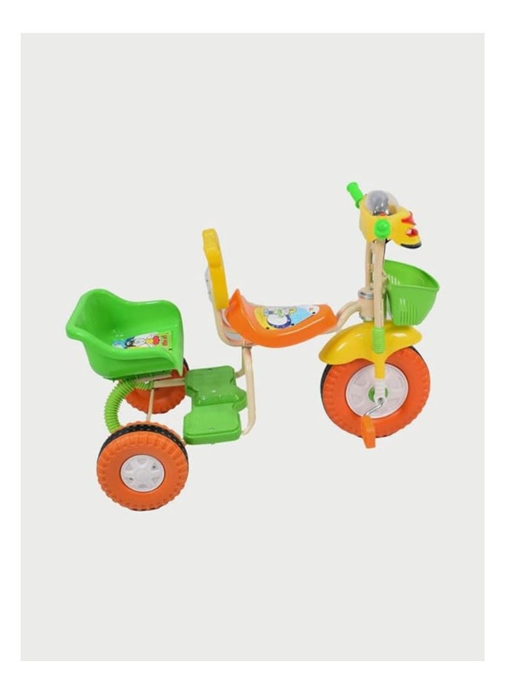AL BADER Kids Balance Bike Kids Tricycles for 2-6 Years, Three Wheel Tricycle For Toddlers with Two Seats for 2 Children, 3 Wheel Baby Bicycle With Basket, Toddlers Trike With Music and Lights, Orange  - Image 4