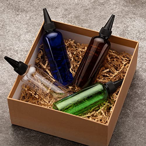 Tekson Hair Color Applicator Bottles, 5 Pack Refillable Squeeze Bottle, Empty Plastic Twist Top Cap Bottles (3.4 OZ, Amber) - Image 4